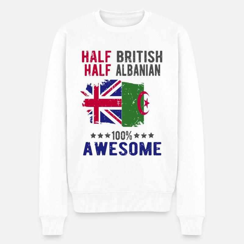 Moitié britannique moitié albanais - Pull Premium bio Homme - blanc