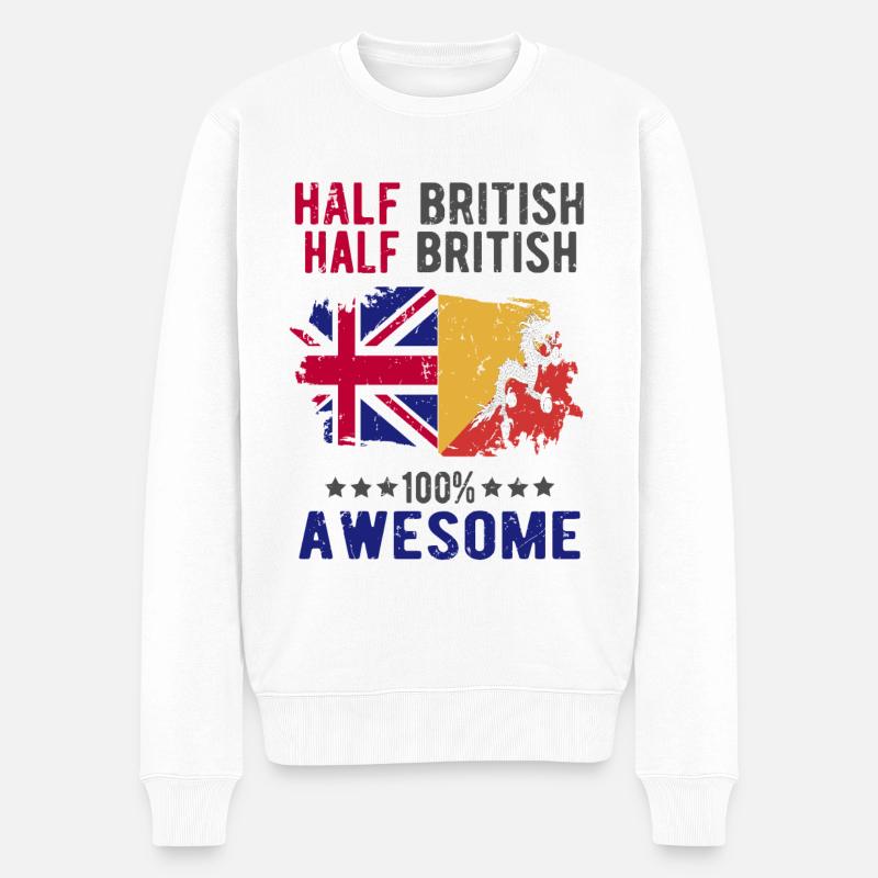 Half British Half British - Men's Premium Organic Jumper - white