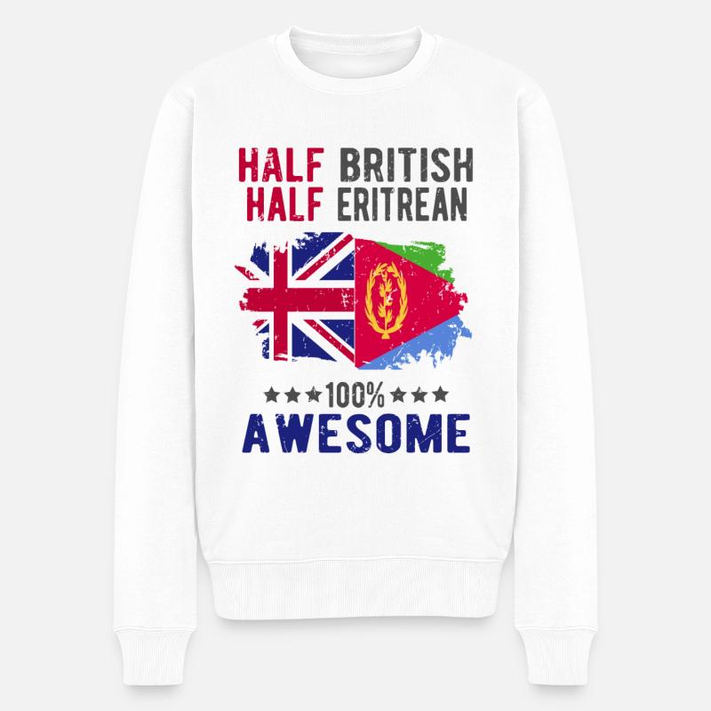 Halb Brite Halb Eritreer - Männer Premium Bio Pullover - Weiß