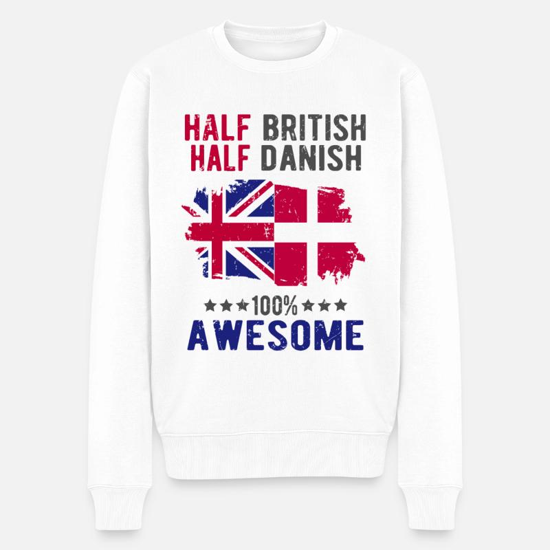 Half British Half Dane - Men's Premium Organic Jumper - white