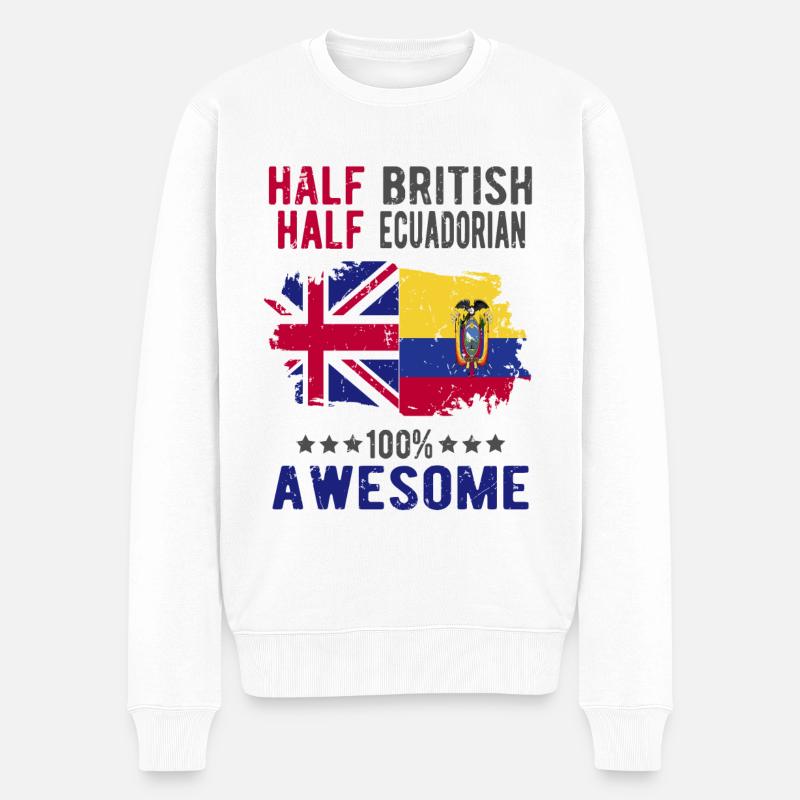 Halb Brite Halb Ecuadorianer - Männer Premium Bio Pullover - Weiß