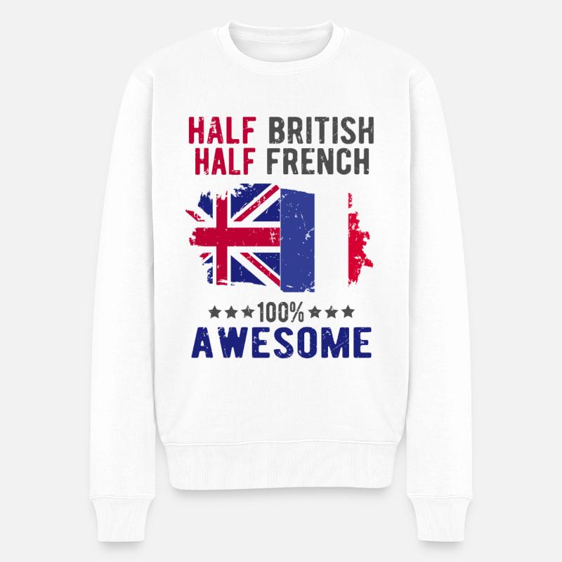 Halb Brite Halb Brite - Männer Premium Bio Pullover - Weiß