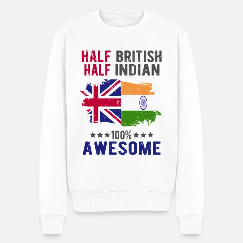 Halb Brite Halb Inder - Männer Premium Bio Pullover - Weiß