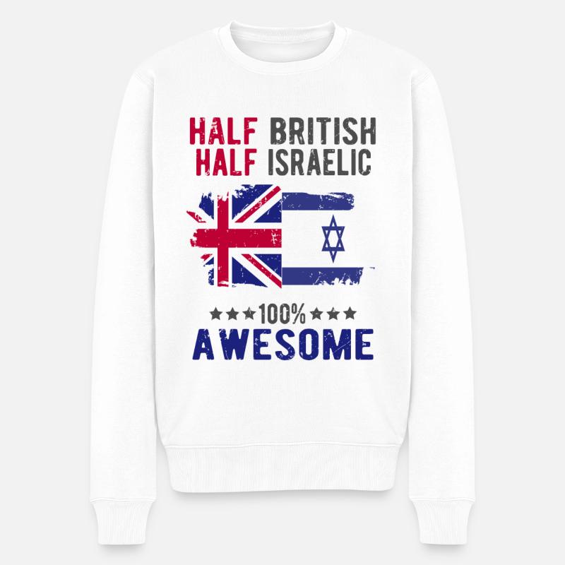 Half British Half Isreali - Men's Premium Organic Jumper - white