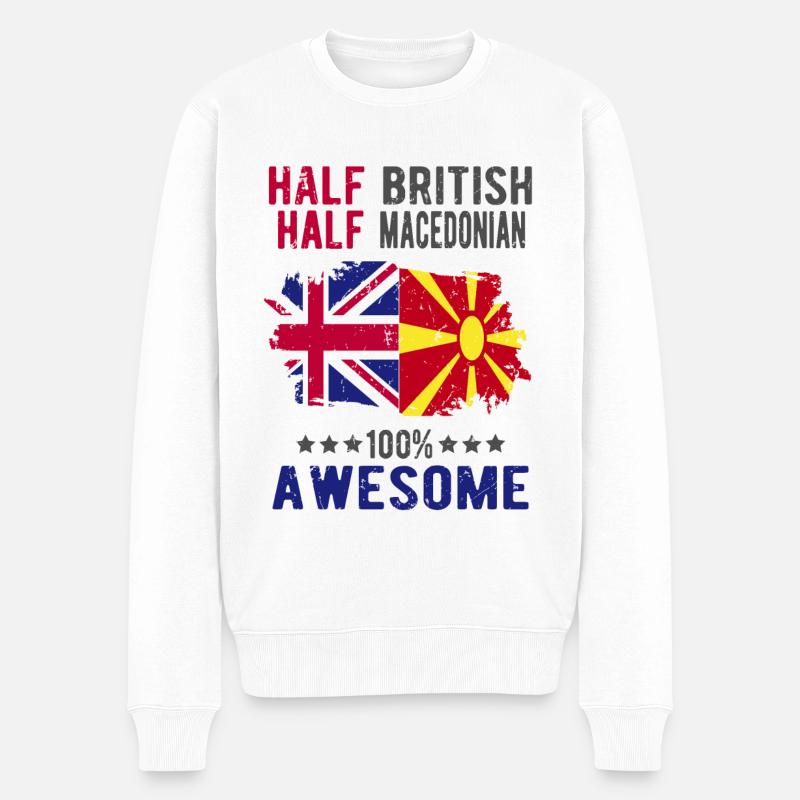 Moitié britannique moitié macédonien - Pull Premium bio Homme - blanc