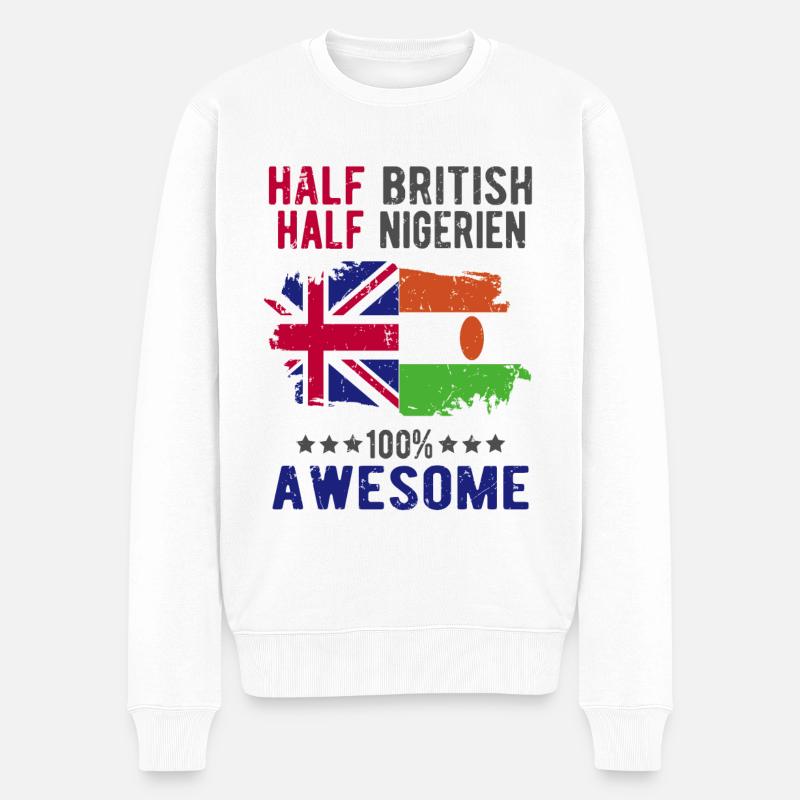 Halb Brite Halb Nigrer - Männer Premium Bio Pullover - Weiß