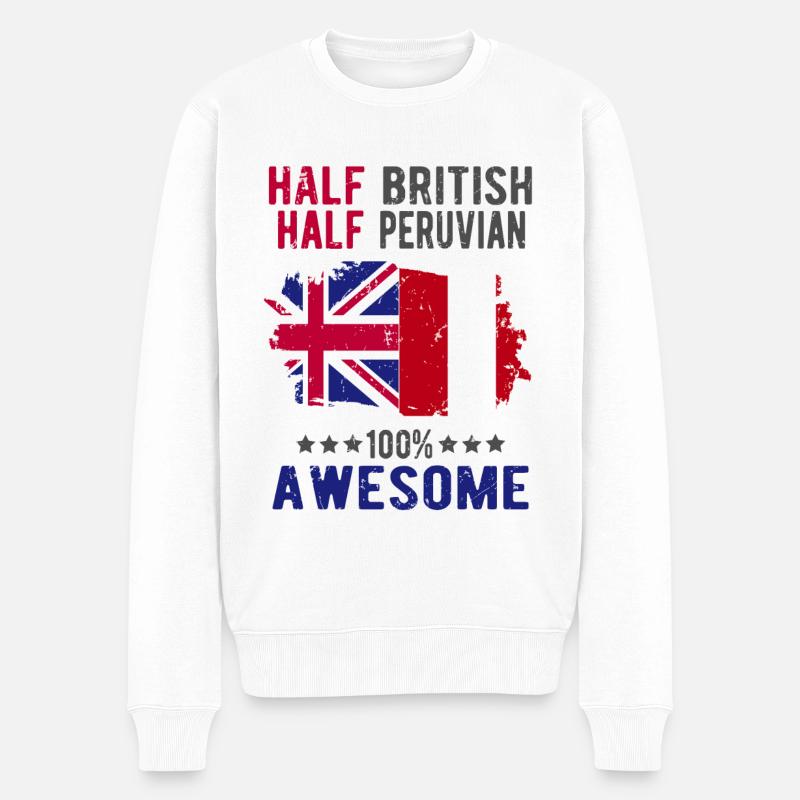 Halb Brite Halb Peruaner - Männer Premium Bio Pullover - Weiß