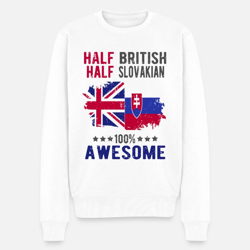 Moitié britannique moitié slovaque - Pull Premium bio Homme - blanc