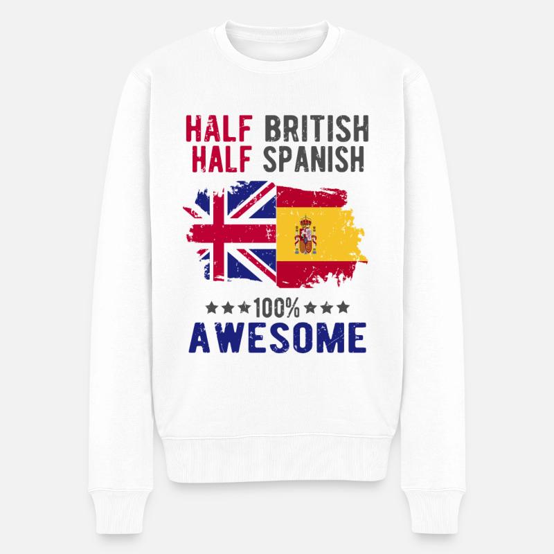 Halb Brite Halb Spanier - Männer Premium Bio Pullover - Weiß