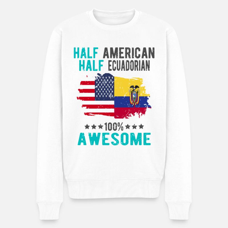Halb Amerikaner Halb Ecuadorianer - Männer Premium Bio Pullover - Weiß