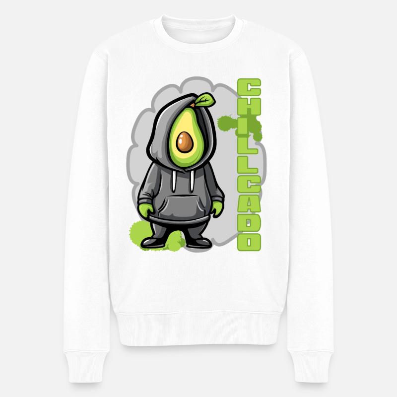 Chillcado - Avocat avec sweat à capuche - Pull Premium bio Homme - blanc