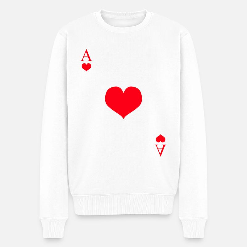 Kartenspiel Herz Ass - Männer Premium Bio Pullover - Weiß