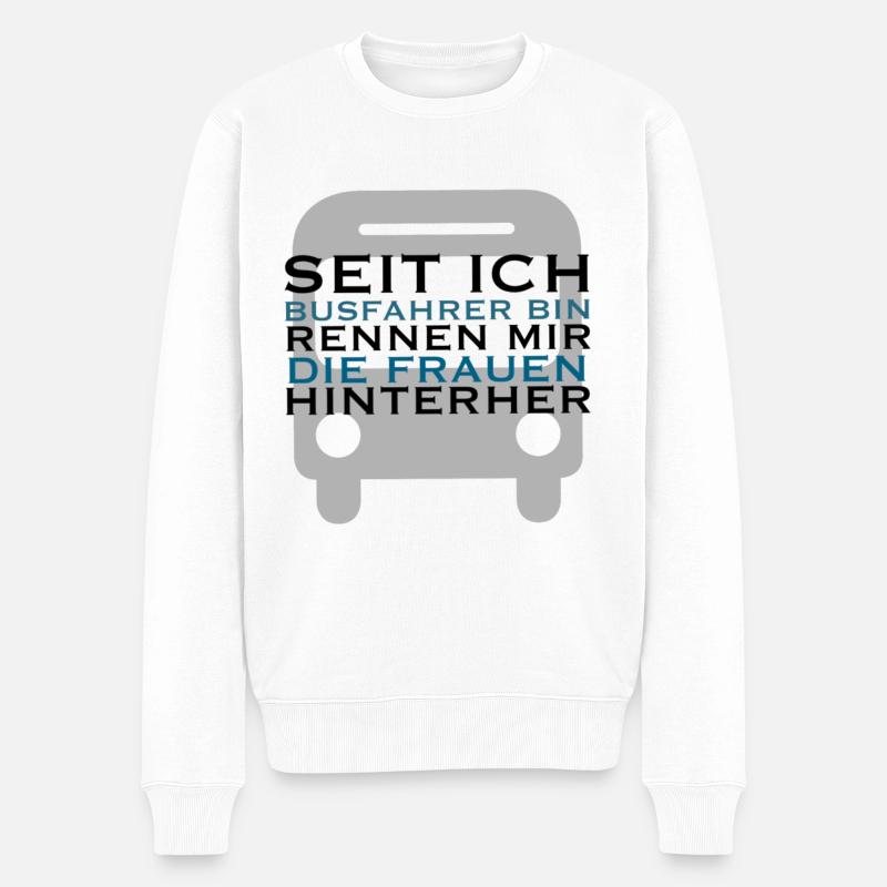 Lustiger Busfahrer Spruch Geschenkidee - Männer Premium Bio Pullover - Weiß