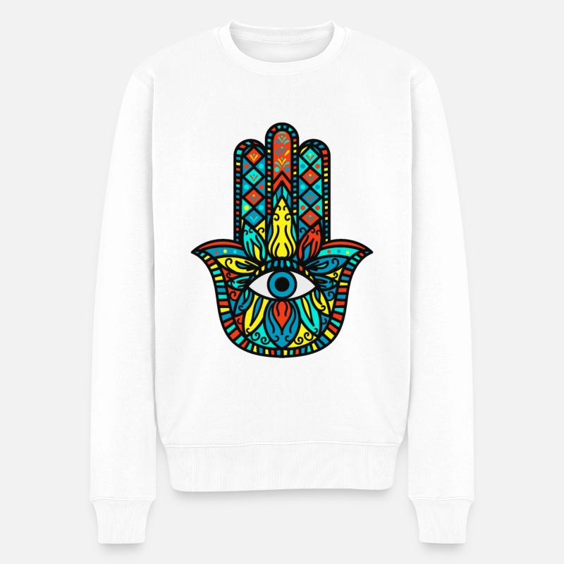 Méditation Hamsa La Main De Fatima - Pull Premium bio Homme - blanc