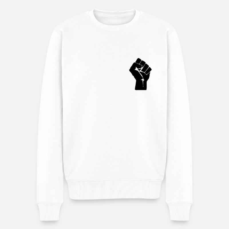 Black Lives Matter Faust - Männer Premium Bio Pullover - Weiß
