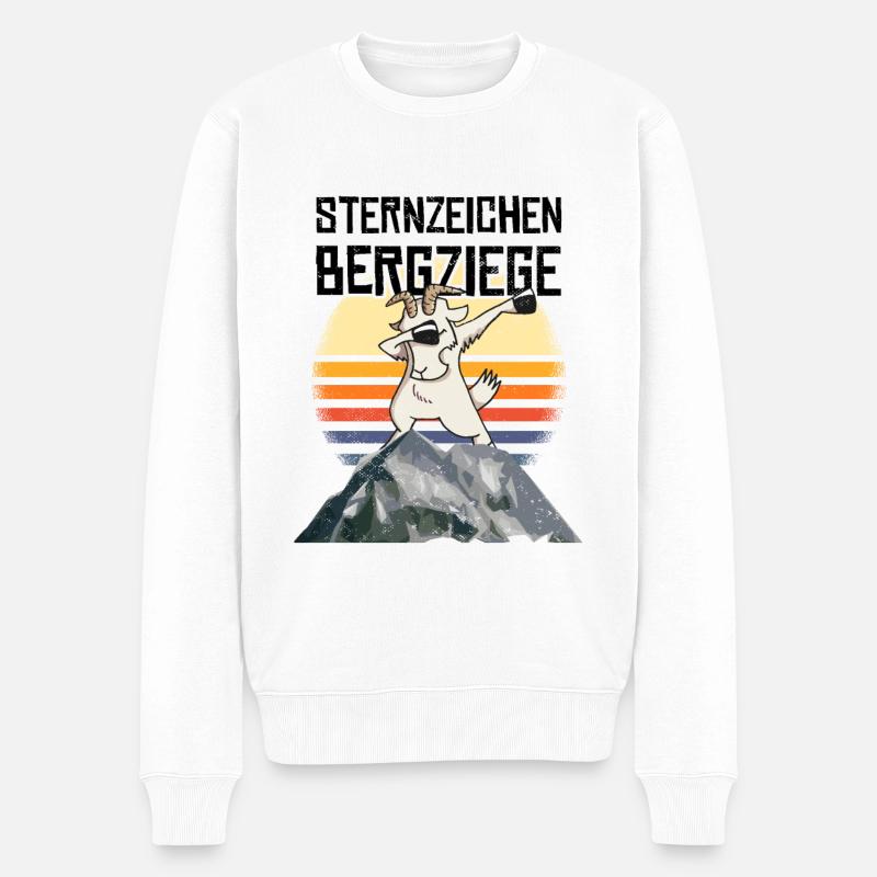 Wandern Sternzeichen Bergziege - Männer Premium Bio Pullover - Weiß