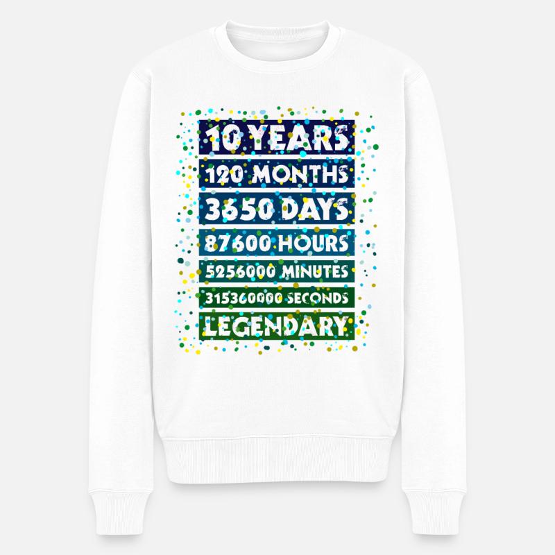 10 years legendary - 10 Jahre Jubiläum - Männer Premium Bio Pullover - Weiß