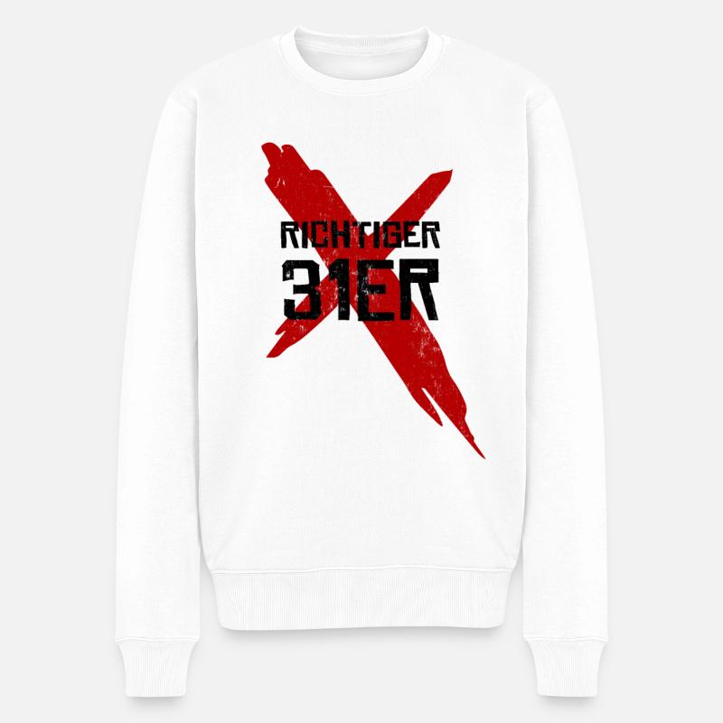 Richtiger 31er - Männer Premium Bio Pullover - Weiß