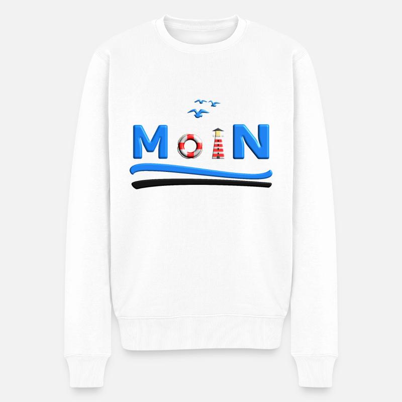 MOIN Rettungsring und Leuchtturm maritim Shirt - Männer Premium Bio Pullover - Weiß
