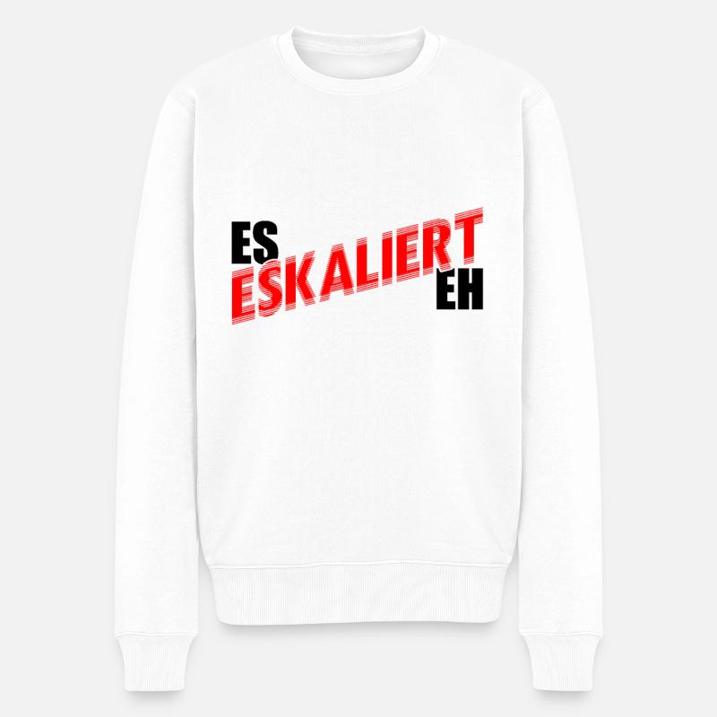 Es eskaliert eh - Männer Premium Bio Pullover - Weiß