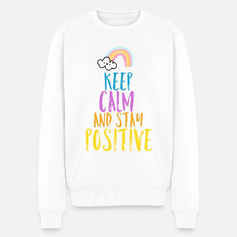Positiv Spruch - Männer Premium Bio Pullover - Weiß