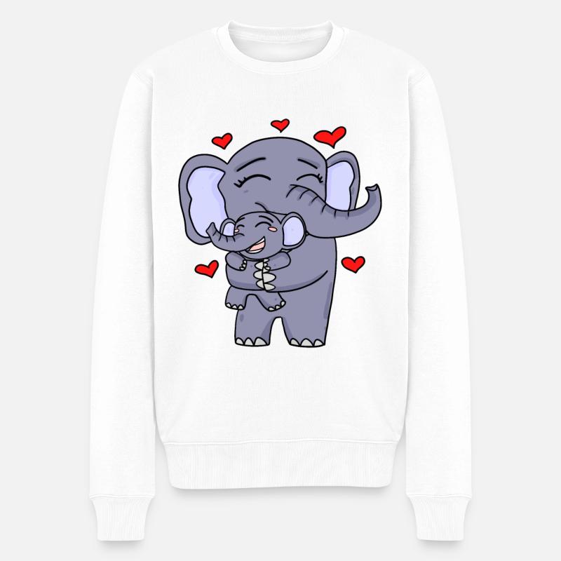 Éléphant mignon - Pull Premium bio Homme - blanc