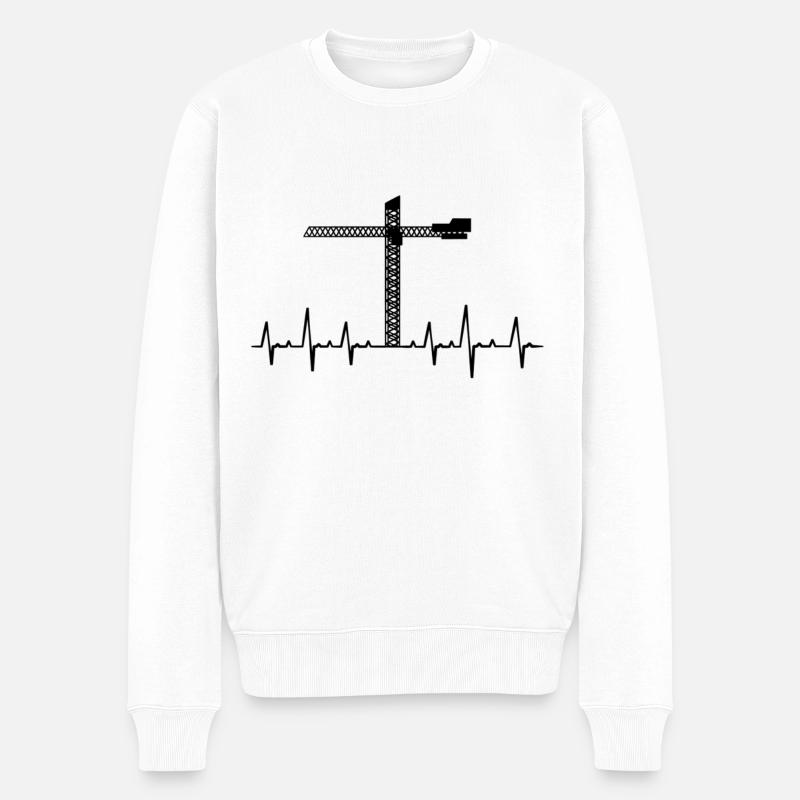 Crane cranes crane operator construction site excavator gift - Men's Premium Organic Jumper - white