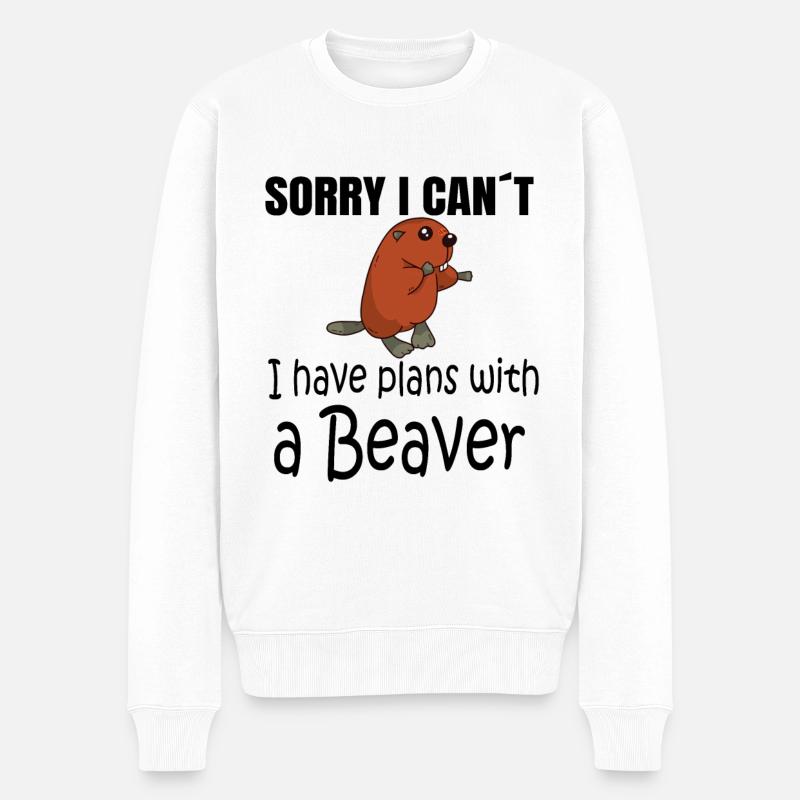 BEAVER: Plans with a Beaver - Männer Premium Bio Pullover - Weiß