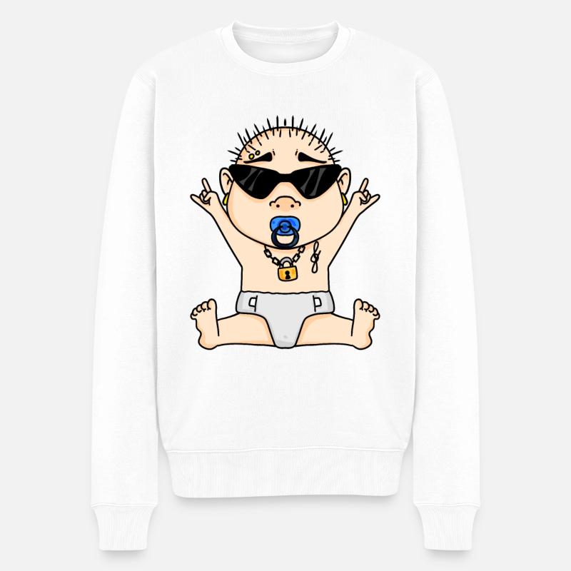 Cool Baby - Männer Premium Bio Pullover - Weiß