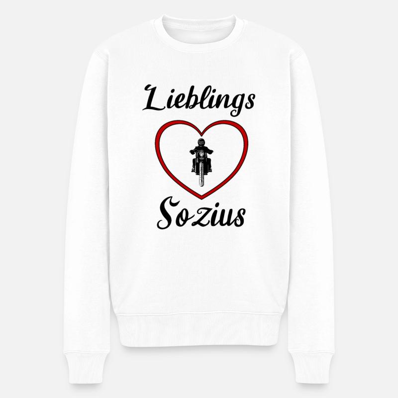 Motorrad Herz Lieblings Sozius Valentinstag - Männer Premium Bio Pullover - Weiß