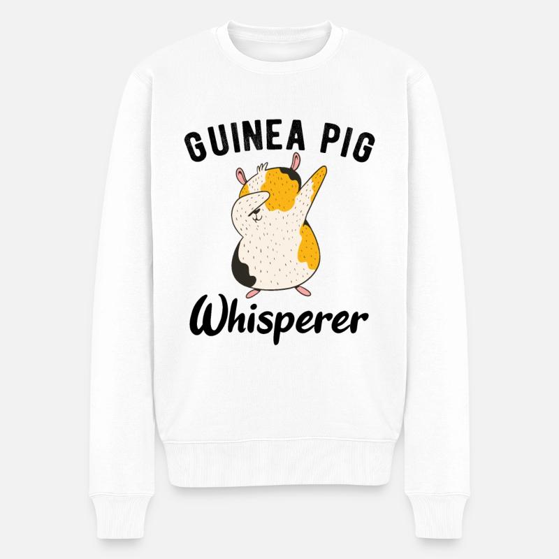 GUINÉE COCHON: Whisperer de cochon d'Inde - Pull Premium bio Homme - blanc