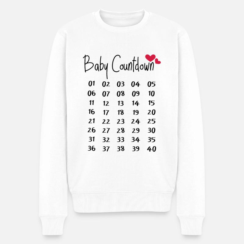 Baby Countdown Schwangerschaftswochen - Männer Premium Bio Pullover - Weiß