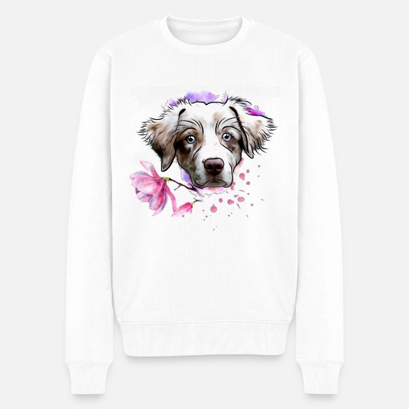 Aussie - Männer Premium Bio Pullover - Weiß