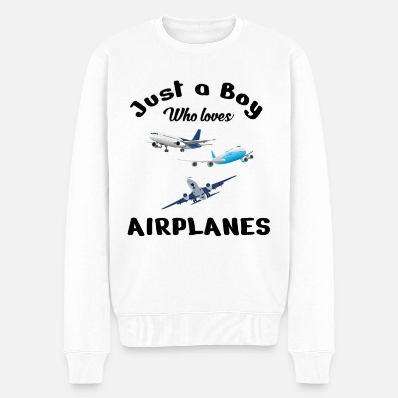 Aviation Airplane Airline Pilot Gift just a boy - Männer Premium Bio Pullover - Weiß