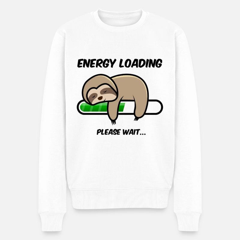 Sloth energy loading... please wait - Men's Premium Organic Jumper - white