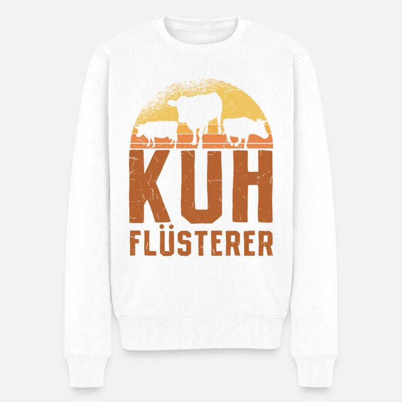 Kuh Flüsterer Witziges Landwirt Bauer Kühe Kuh - Männer Premium Bio Pullover - Weiß