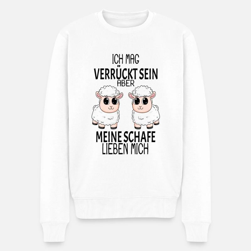 Schaf Schafe Spruch Geschenk - Männer Premium Bio Pullover - Weiß