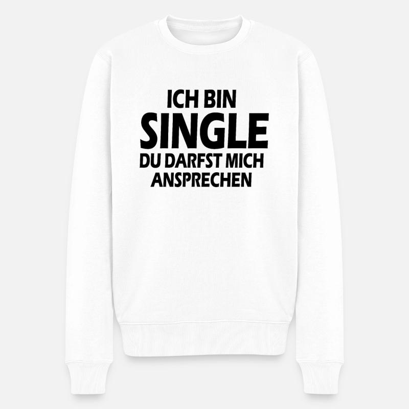 Single - Männer Premium Bio Pullover - Weiß