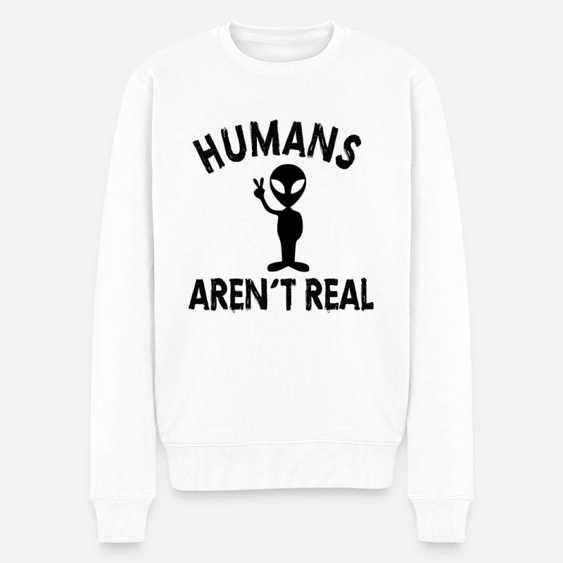 ALIEN humans aren´t real - Männer Premium Bio Pullover - Weiß