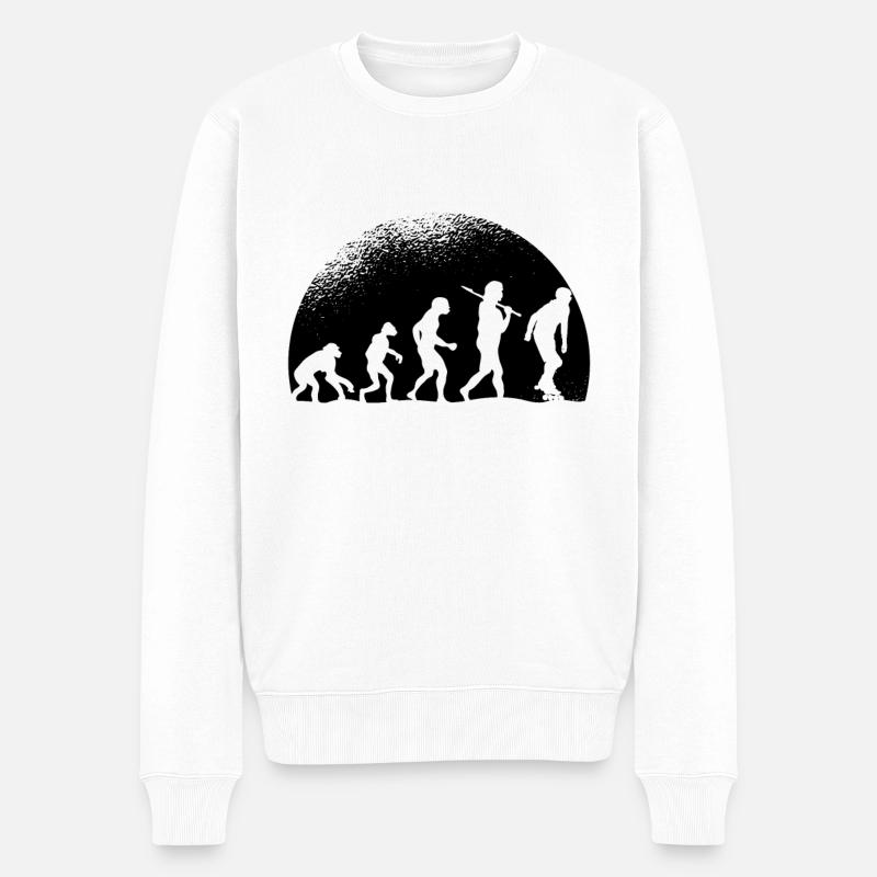 Evolution Rollschuh - Männer Premium Bio Pullover - Weiß