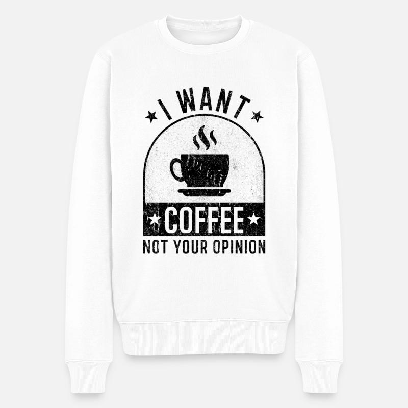 Kaffee Spruch lustig Kaffee Geschenke - Männer Premium Bio Pullover - Weiß