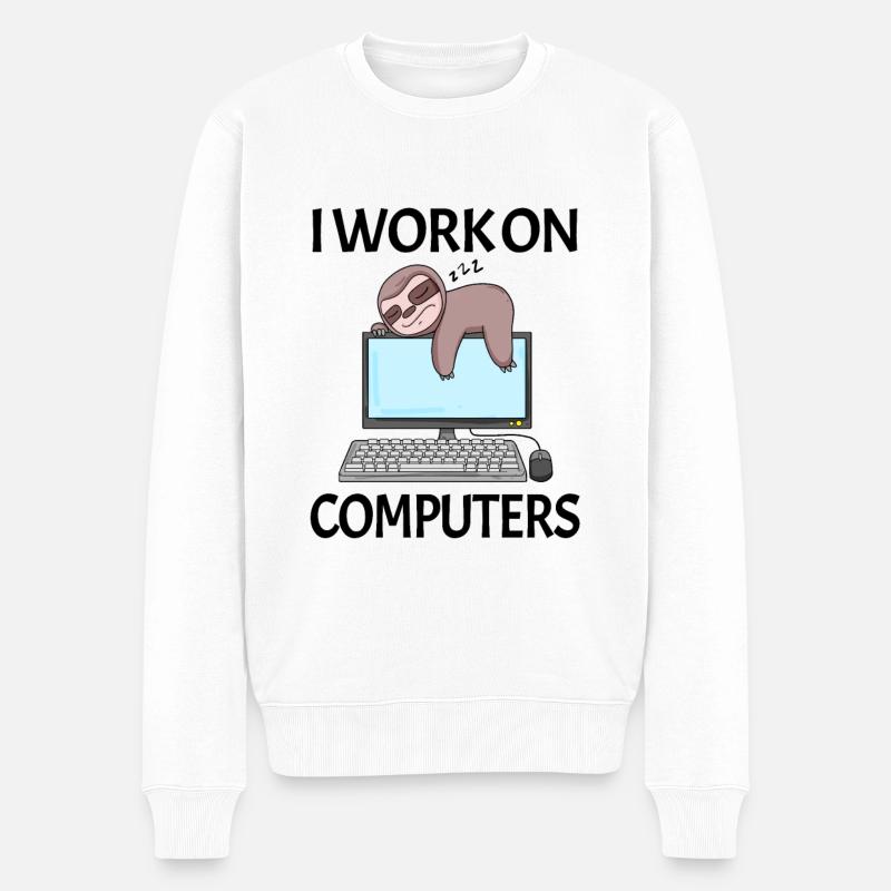 Computer Nerd Programmierer Herren Geschenk - Männer Premium Bio Pullover - Weiß