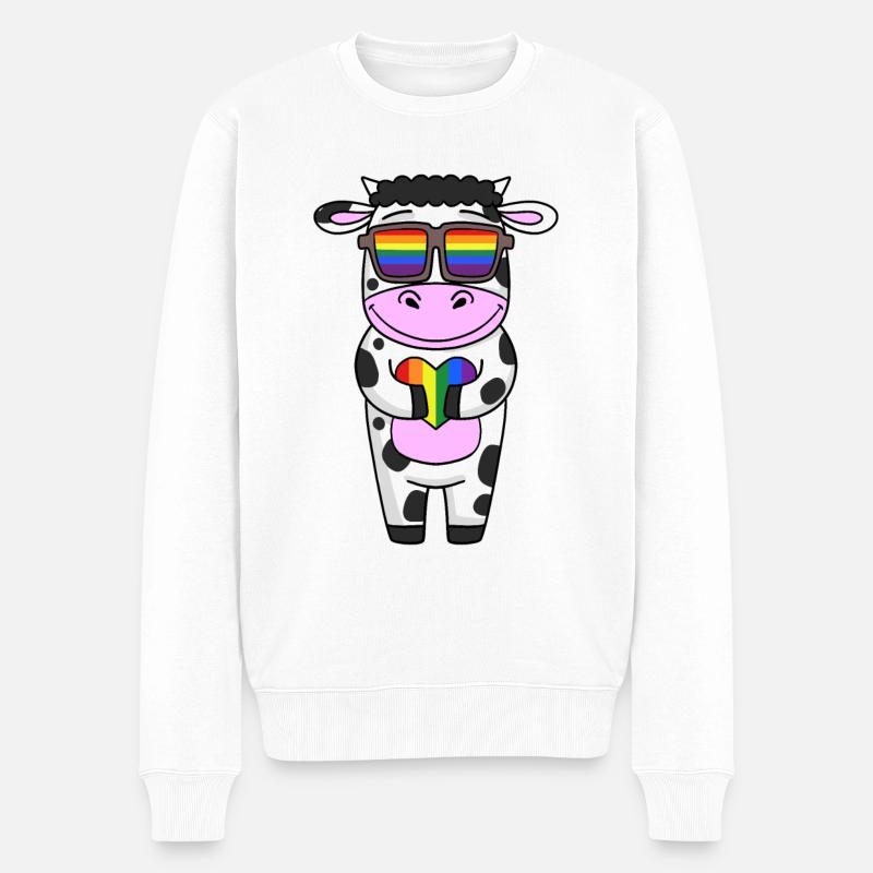 Vache Arc-en-ciel - Pull Premium bio Homme - blanc