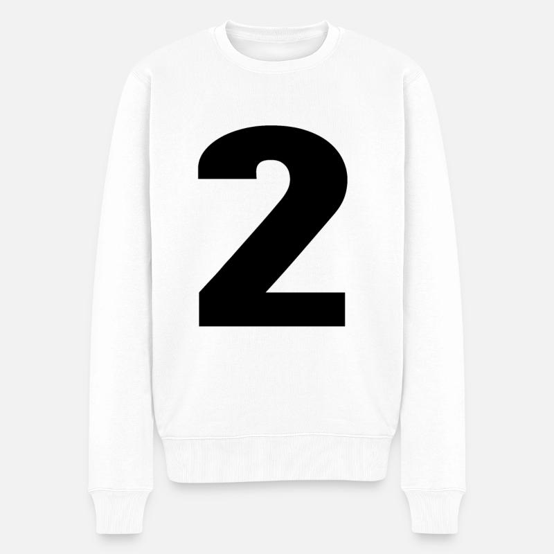 Nummer 2 - Zahl 2 - Männer Premium Bio Pullover - Weiß