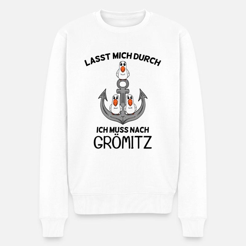 Grömitz - Männer Premium Bio Pullover - Weiß