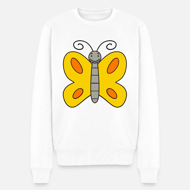 Schmetterling - Männer Premium Bio Pullover - Weiß