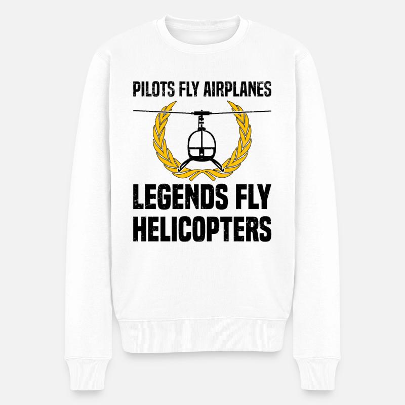 Pilot Hubschrauber Helikopter Spruch Hobbypilot - Männer Premium Bio Pullover - Weiß