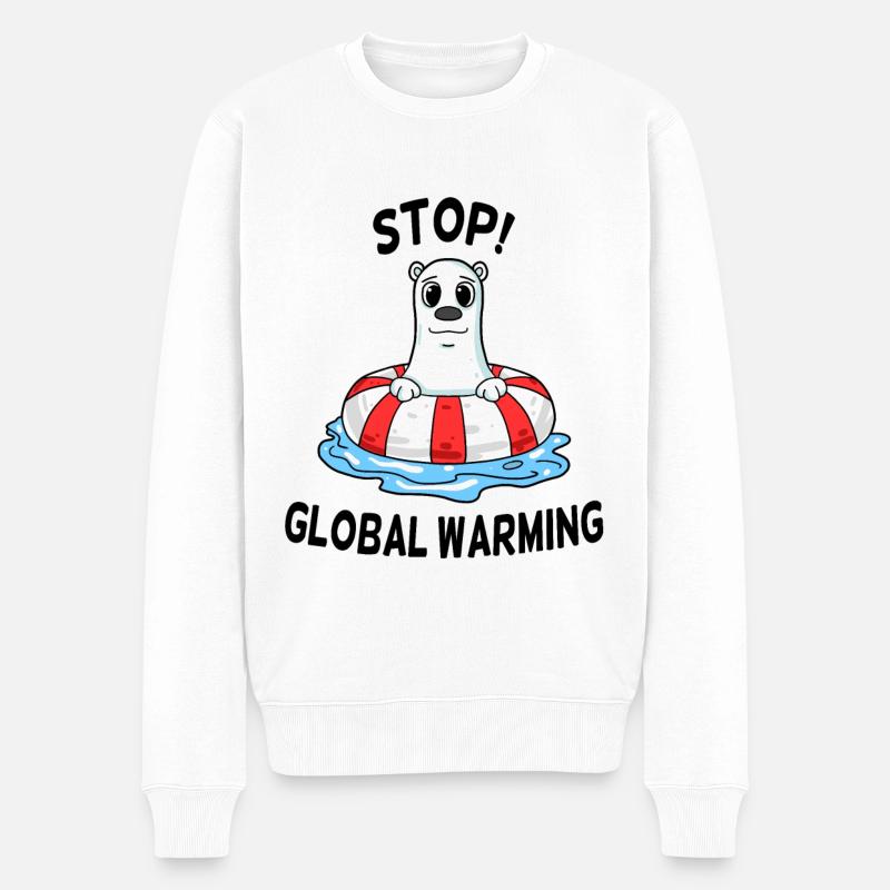 Klimawandel Klimaschutz - Männer Premium Bio Pullover - Weiß