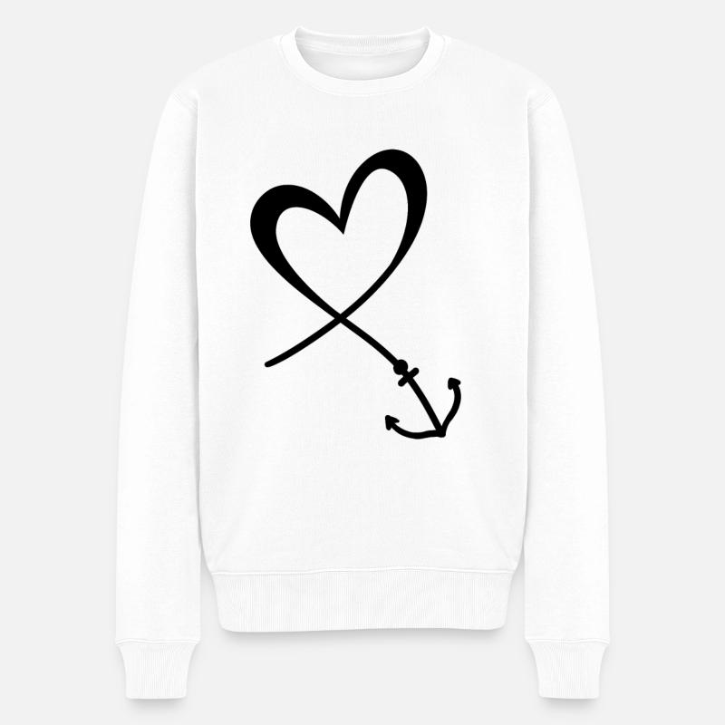 Herz Anker - Männer Premium Bio Pullover - Weiß