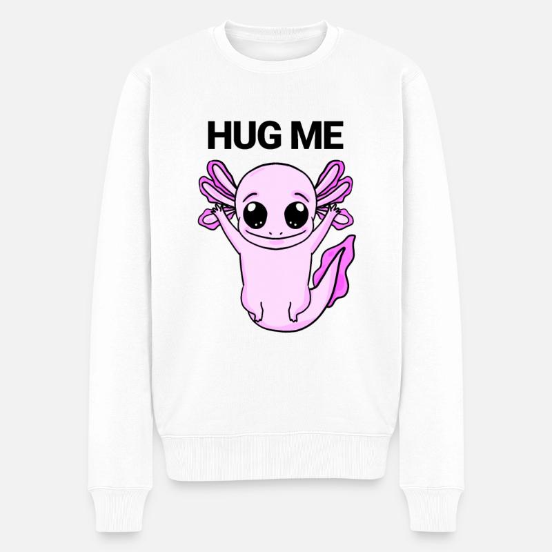 Axolotl Umarmung - Männer Premium Bio Pullover - Weiß